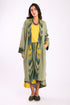 Reversible long coat in cotton blend jacquard with pockets